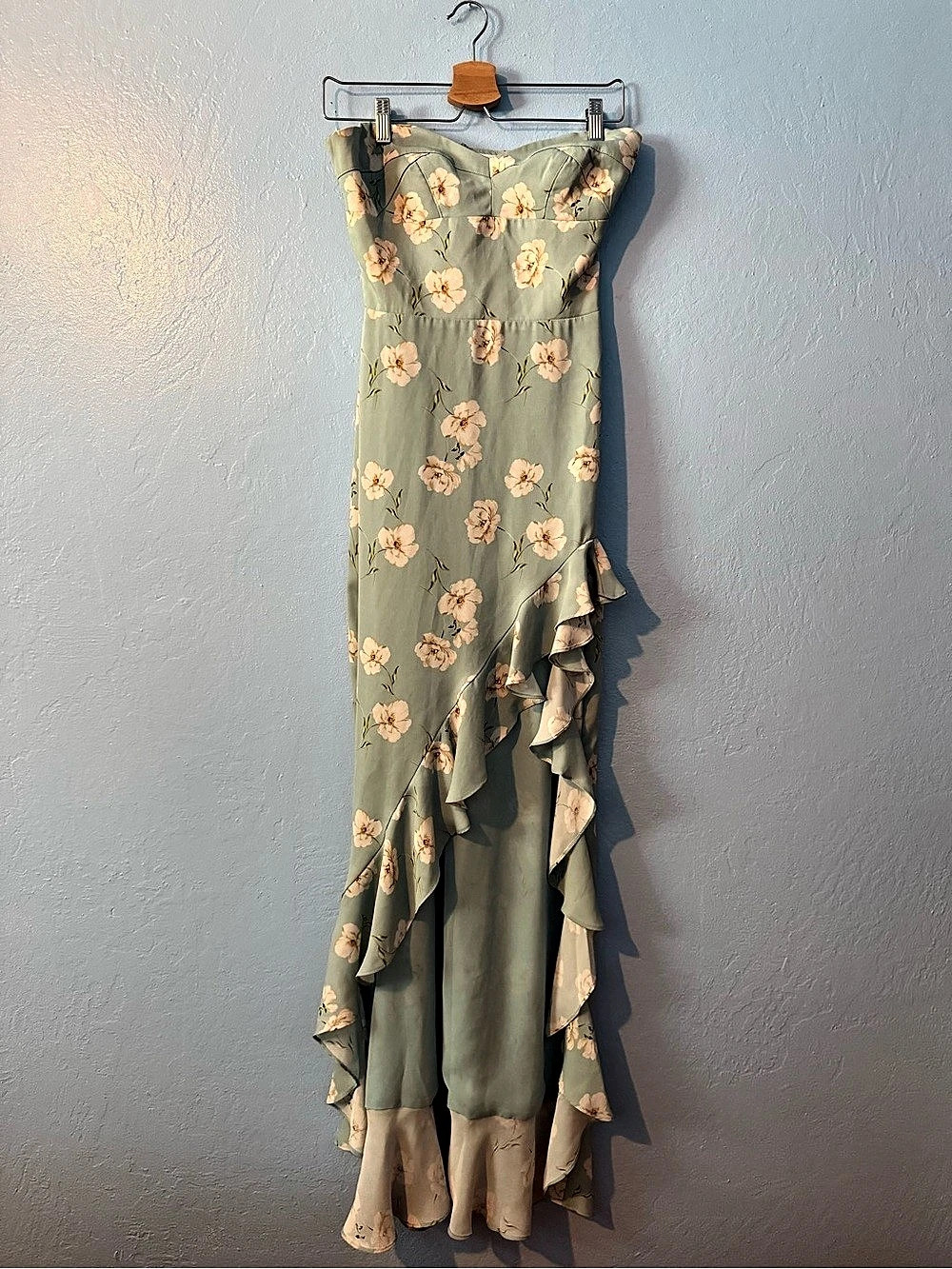 Amanda Uprichard Leo Floral Maxi Dress Green & Pink Medium